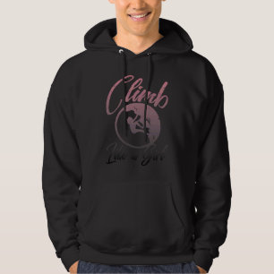 Climb Like a Girl Distressed Retro Rock Hoodie