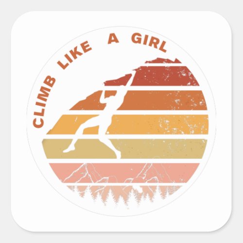 Climb Like a Girl Retro Rock Climbing Sticker