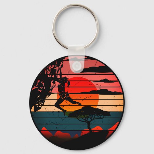 Climb Like a Girl Rock Climbing Retro Keychain