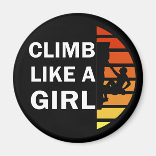 Climb like a girl rock climbing woman magnet