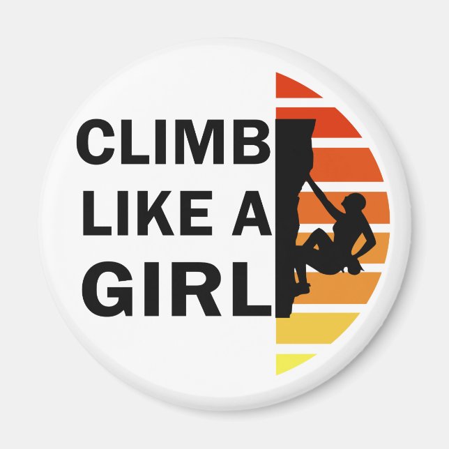 Climb like a girl rock climbing woman magnet (Front)