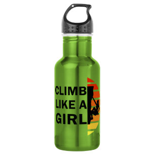 Climb like a girl rock climbing woman stainless steel water bottle