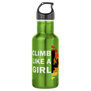 Climb like a girl rock climbing woman stainless steel water bottle