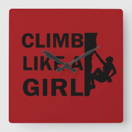 climb like a girl square wall clock