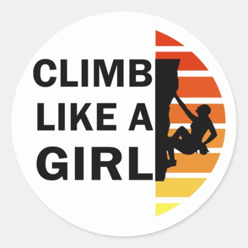 Climb like a girl vintage classic round sticker