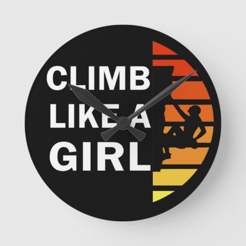 Climb like a girl vintage round clock