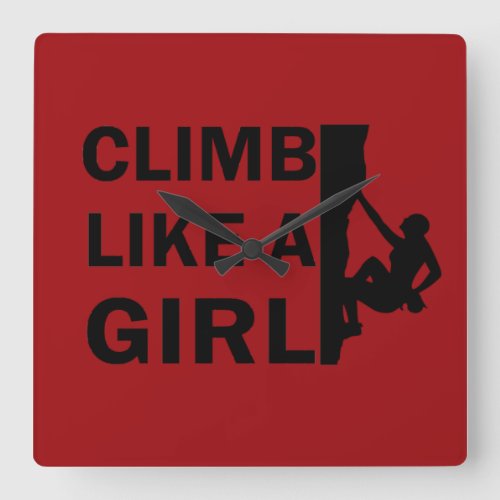 Climb like a girl vintage square wall clock