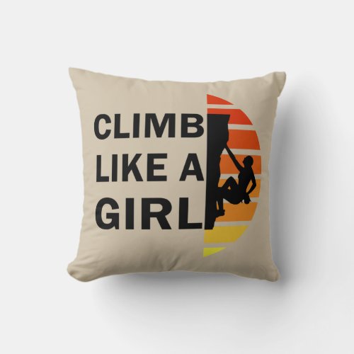 Climb like a girl vintage throw pillow