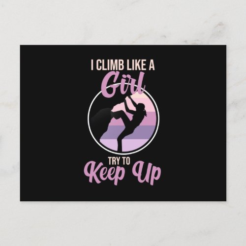 Climb Like Girl Mountain Climber Rock Climbing Lov Announcement Postcard