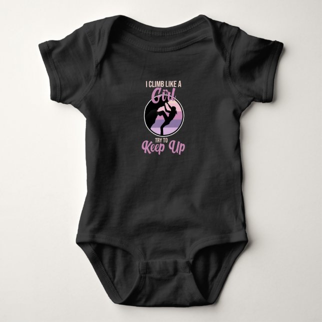 Climb Like Girl Mountain Climber Rock Climbing Lov Baby Bodysuit (Front)