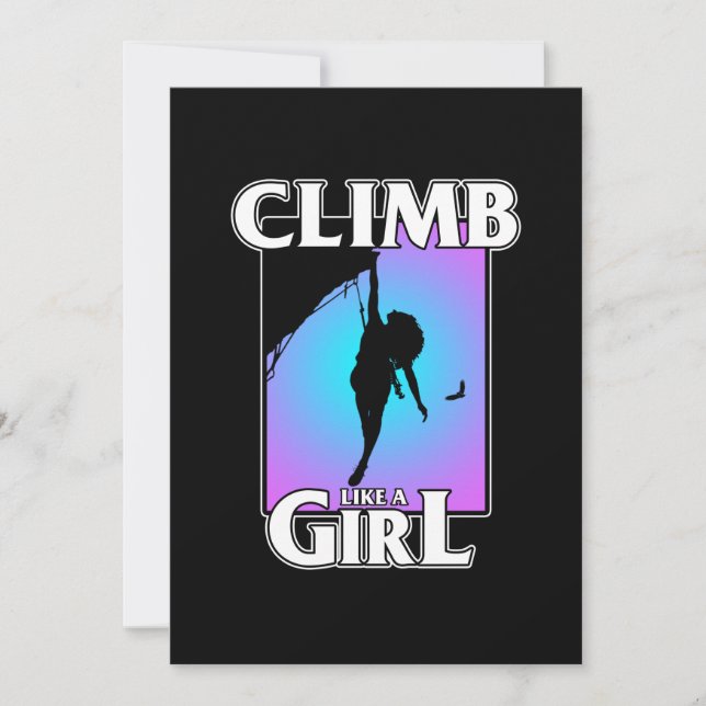 Climb Like Girl Mountain Climber Rock Climbing Lov Thank You Card (Front)