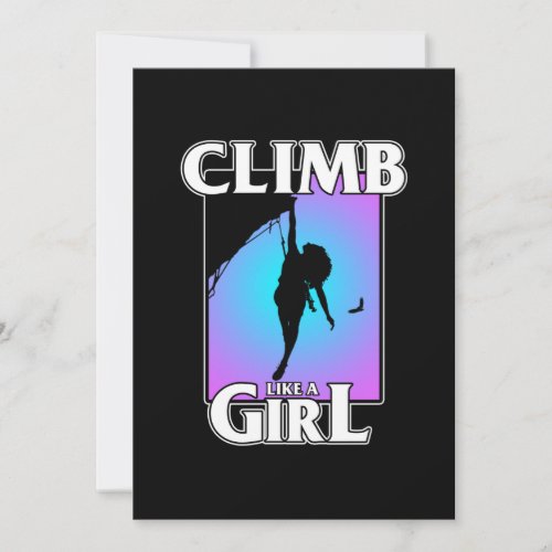 Climb Like Girl Mountain Climber Rock Climbing Lov Thank You Card