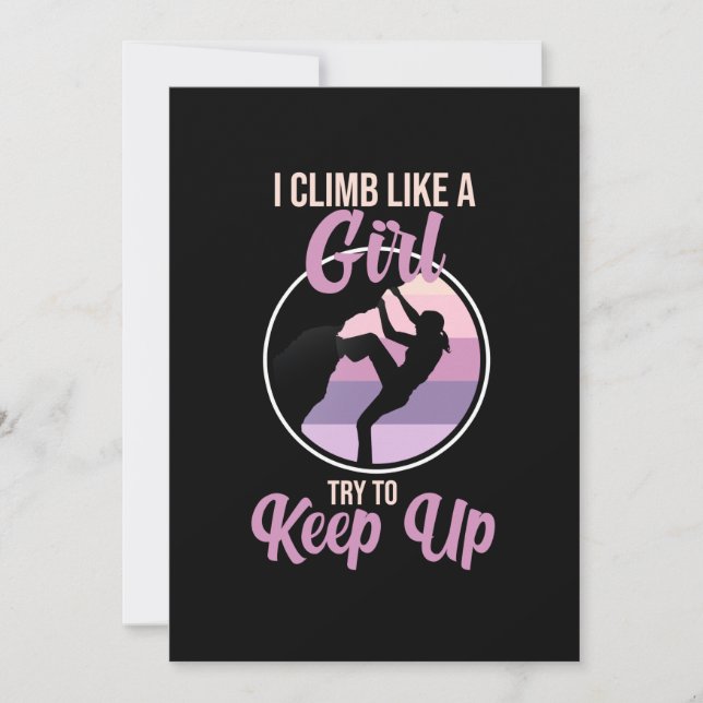 Climb Like Girl Mountain Climber Rock Climbing Lov Thank You Card (Front)