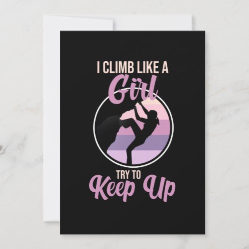 Climb Like Girl Mountain Climber Rock Climbing Lov Thank You Card