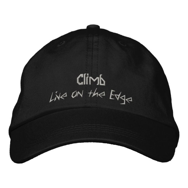 Climb, Live on the Edge Rock Climbing Hat (Front)