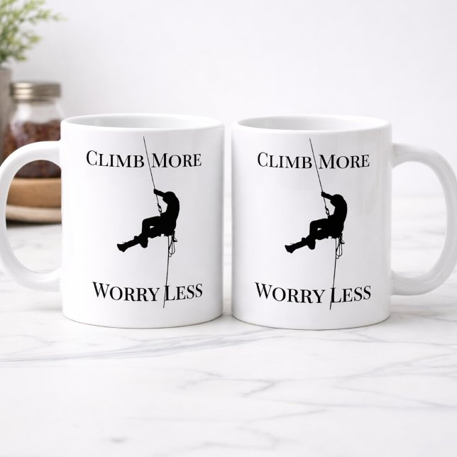 Climb More Worry Less Climbing Quote Giant Coffee Mug (Creator Uploaded)