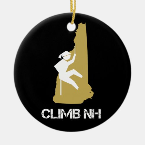 Climb NH Female Rock Climber Rappel Silhouette Ceramic Ornament