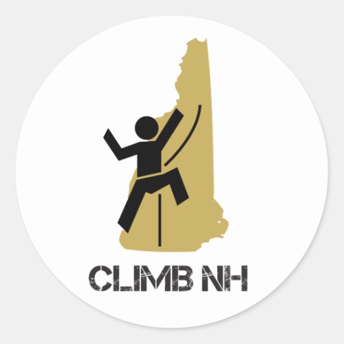 Climb NH Rock Climber I New Hampshire Classic Round Sticker