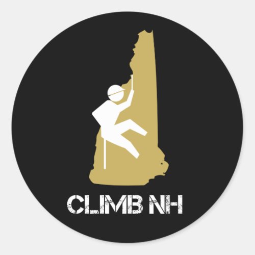 Climb NH Rock Climber Rappel Black Classic Round Sticker