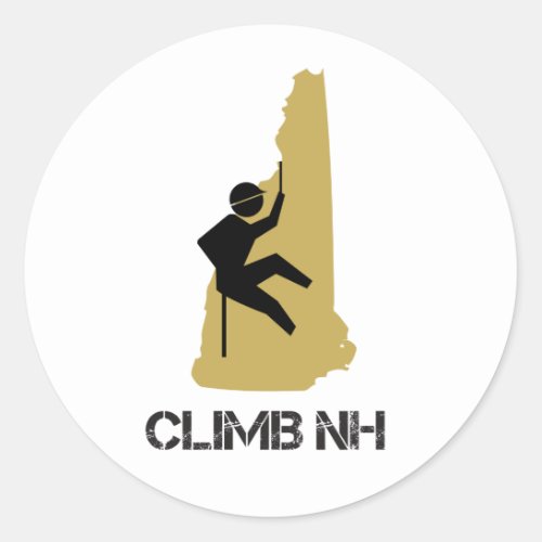 Climb NH Rock Climber Rappel New Hampshire Classic Round Sticker
