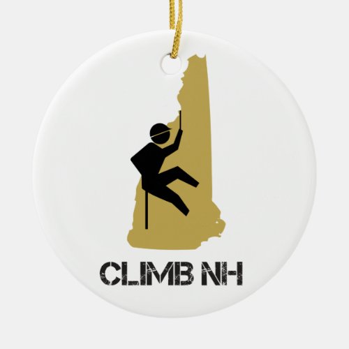 Climb NH Rock Climber Rappel Silhouette Ceramic Ornament