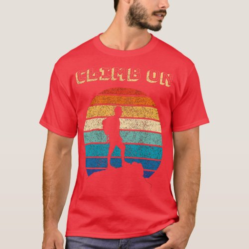 Climb On Outr Sports Retro Sunset Design T_Shirt