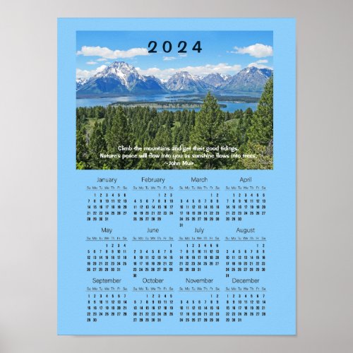 Climb the Mountains Design 2024 Wall Calendar Post Poster