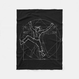 Climber Boulderer Vitruvian Man Climbing Fleece Blanket