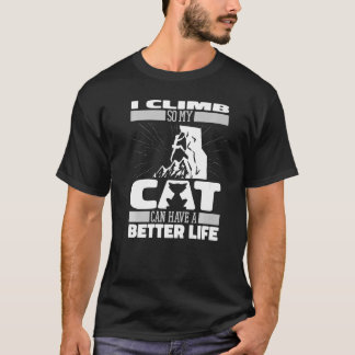 Climber Cat Mountain Mountaineer Climb Rock Climbi T-Shirt