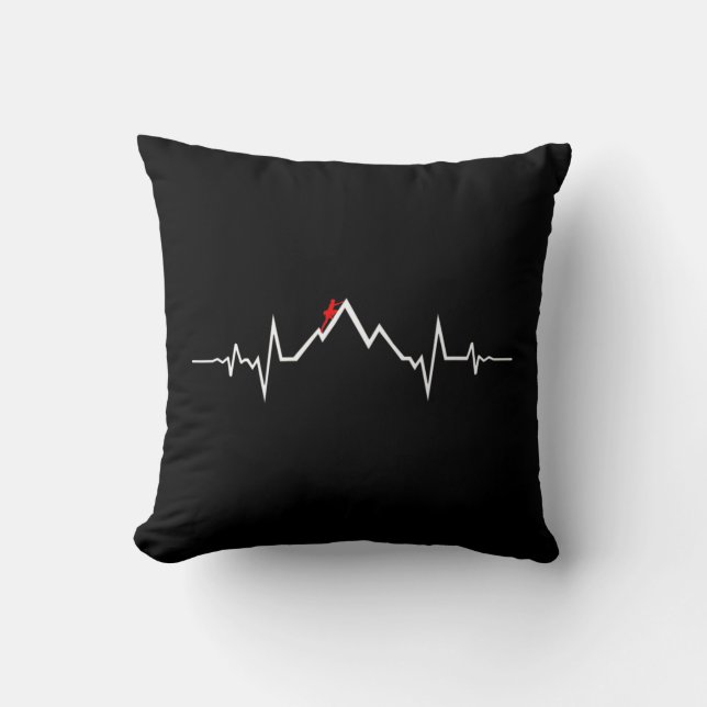 Climber Climbing Heartbeat  Throw Pillow (Front)