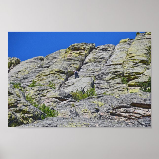 Climber Nears Summit of Devils Tower, Wyoming Poster (Front)