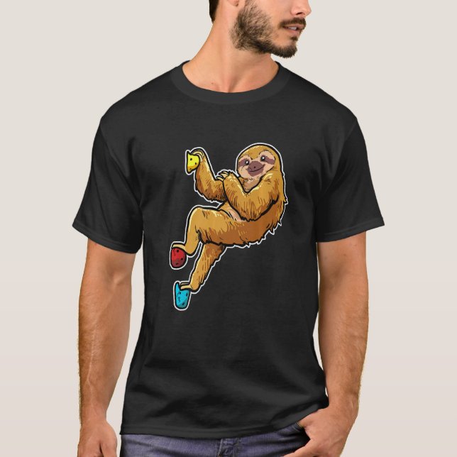 Climber Rock Climbing Bouldering Sloth T-Shirt (Front)