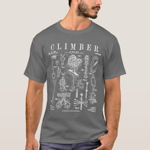 Climber Rock Climbing Bouldering Vintage Patent Pr T_Shirt