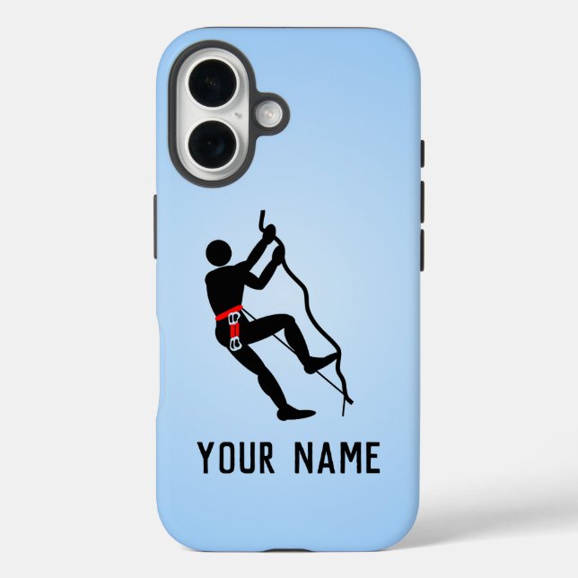 Climber scaling challenging rockface, own name on Case-Mate iPhone case (Back)