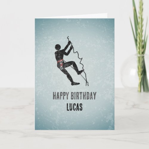 Climber Scaling Rockface Cool Metal Look Birthday Card