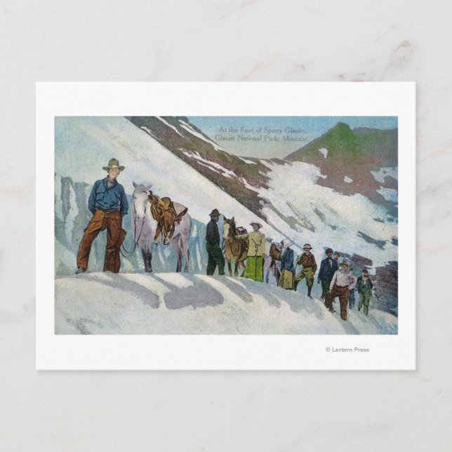 Climbers at Foot of Sperry Glacier Postcard (Front)