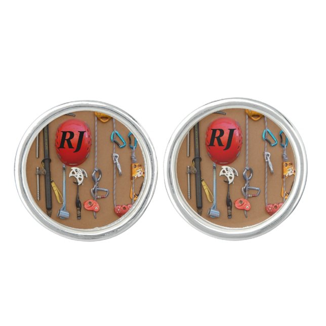 Climber's Equipment & Helmet - your monogram Cufflinks (Front)