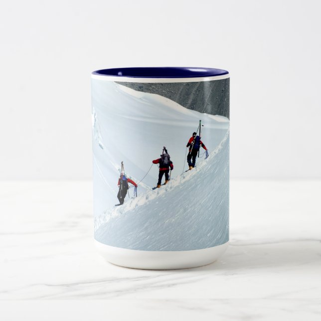 Climbers, Mont Blanc, France Two-Tone Coffee Mug (Center)