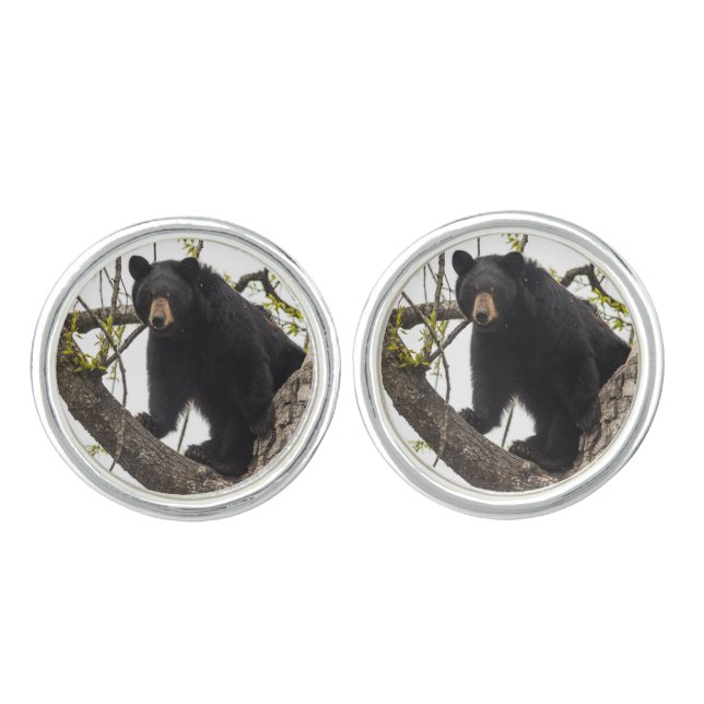 Climbing Black Bear Cufflinks (Front)