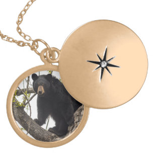 Climbing Black Bear Gold Plated Necklace