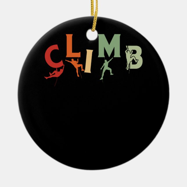 Climbing Bouldering Rock Climber Climbing Extreme  Ceramic Ornament (Front)