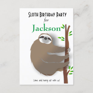 Climbing Brown Sloth Birthday Party Invitation
