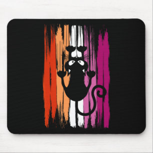 Climbing Cat With Scratches And Lesbian Pride Colo Mouse Pad