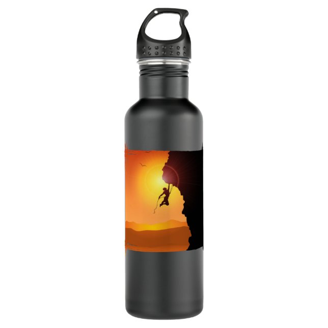 Climbing Climb BoulderingDistressed Retro Rock Cli Stainless Steel Water Bottle (Front)