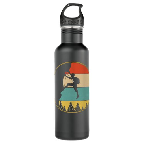 Climbing Climb Mountain Free Climber Retro Vintage Stainless Steel Water Bottle