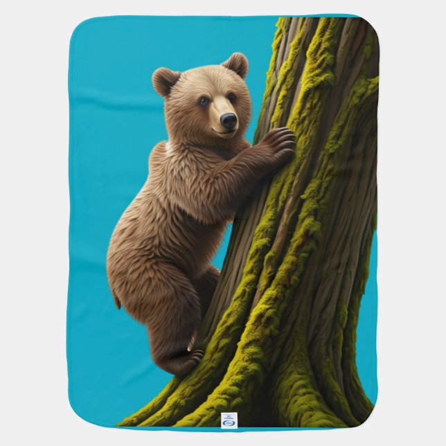 "Climbing Cubs: Nature's Playful Moment" Baby Blanket (Back)