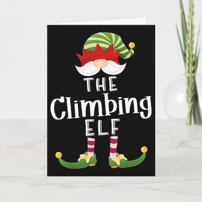 Climbing Elf Group Christmas Funny Pajama Party  Card (Front)