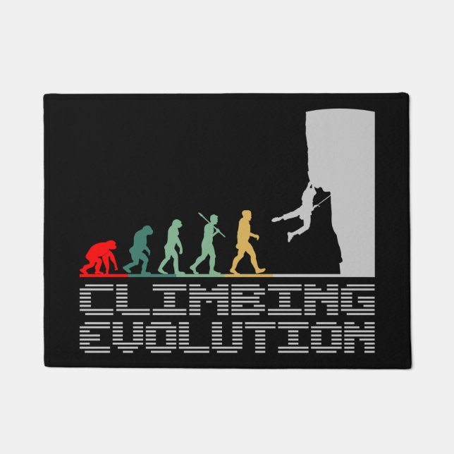 Climbing Evolution Funny Retro for Climber Doormat (Front)
