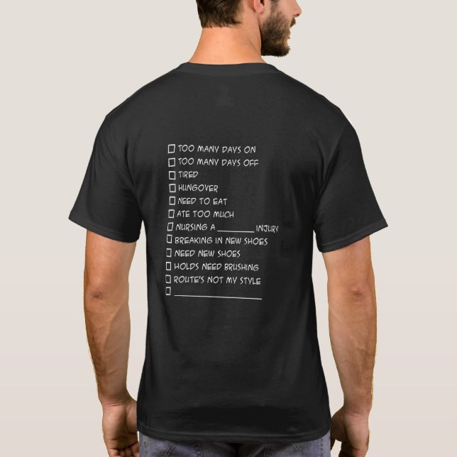 Climbing Excuses T-shirt (Back)