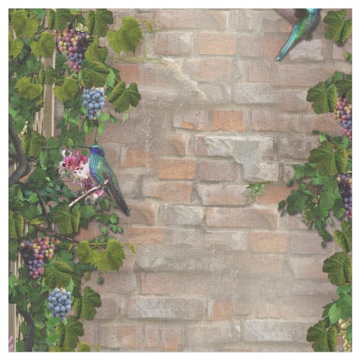 Climbing Grapevines, honeysuckles & Brick Wall Fabric